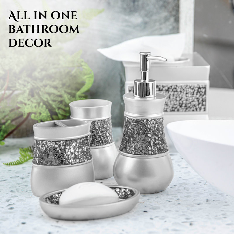 Creative Scents Brushed Nickel 6 Piece Bathroom Accessory Set & Reviews ...